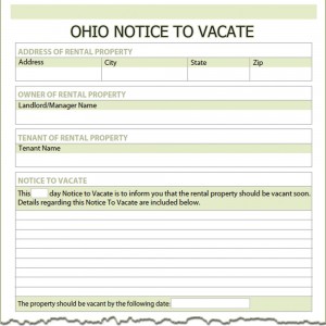 Ohio Notice to Vacate Form