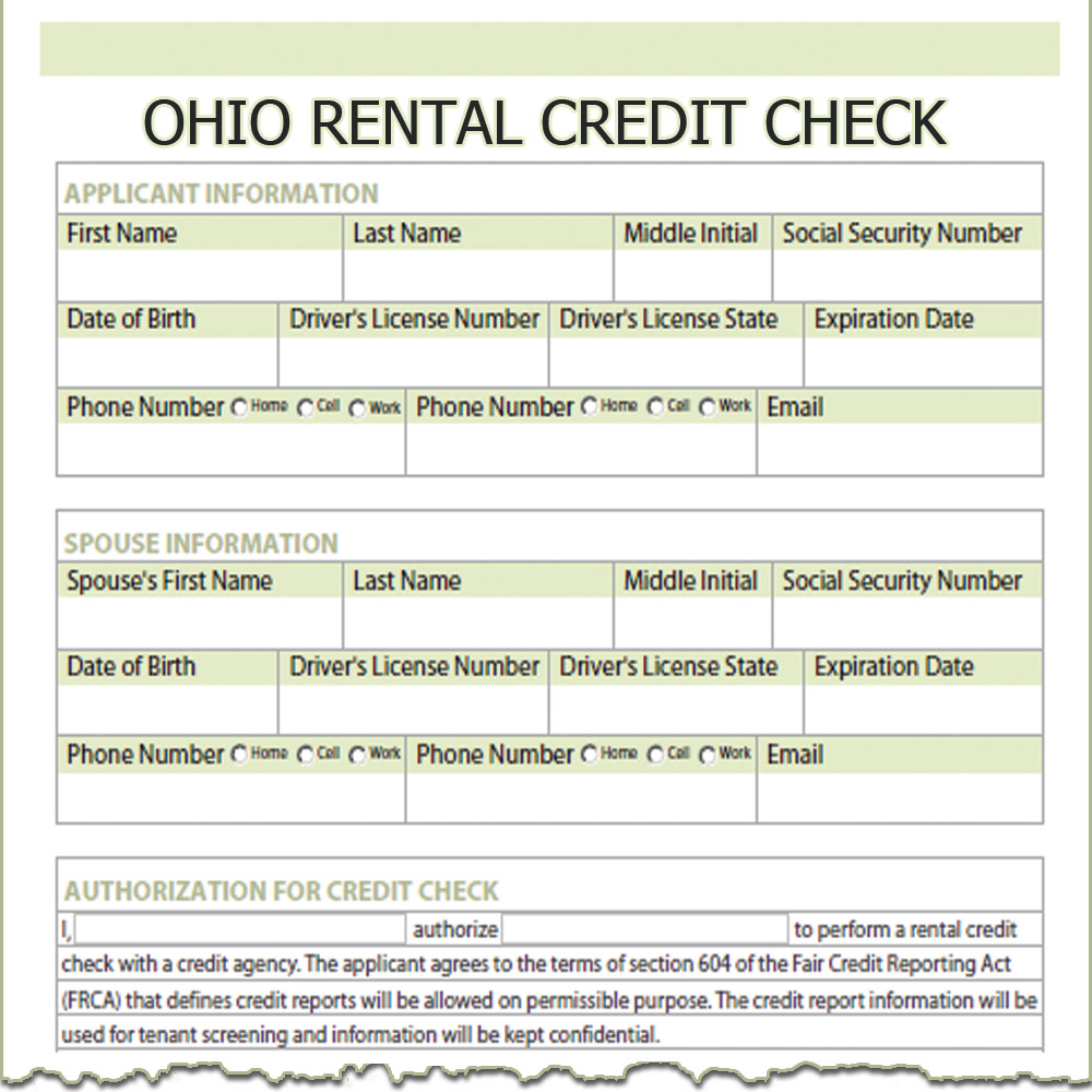 Ohio Rental Credit Check Form
