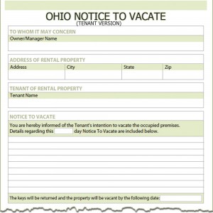 Ohio Tenant Notice to Vacate
