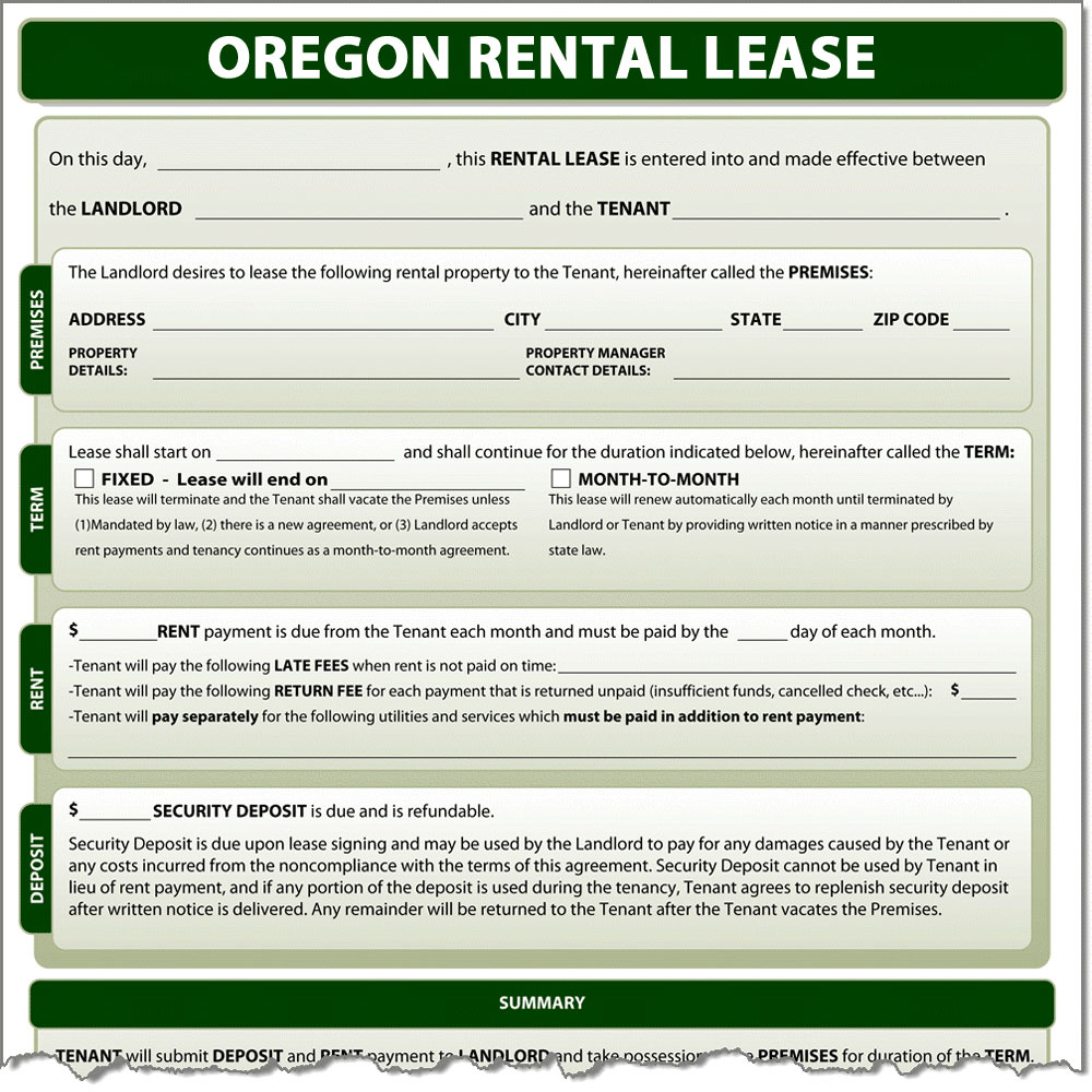 Oregon rental Lease Form