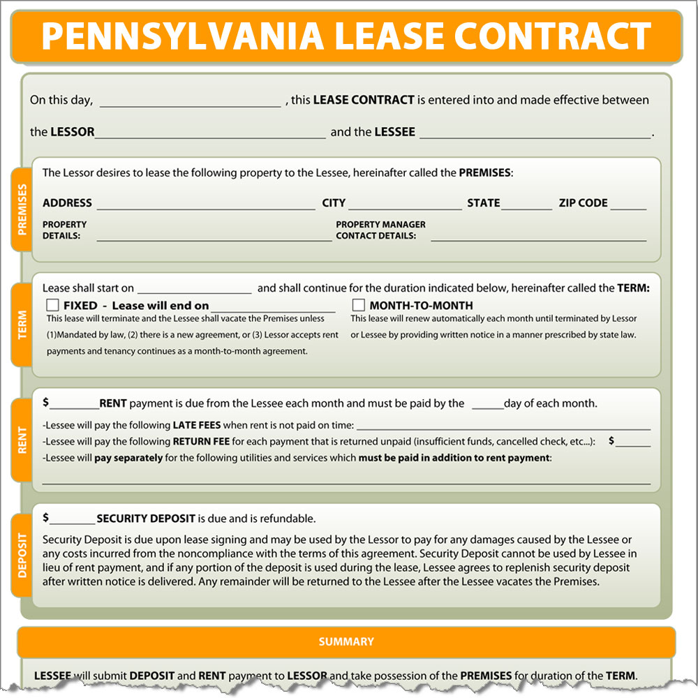 Pennsylvania Lease Contract Form