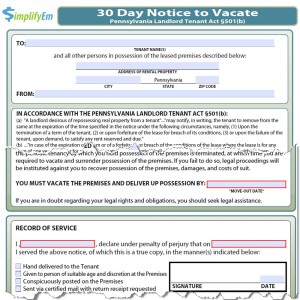 Pennsylvania Notice to Vacate Form