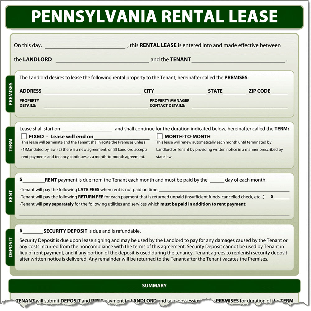 Pennsylvania rental Lease Form
