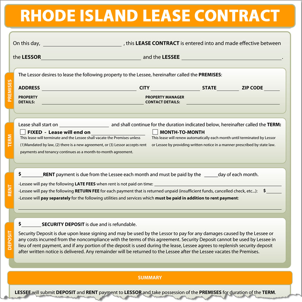 Rhode Island Lease Contract Form