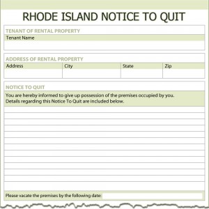 Rhode Island Notice to Quit Form