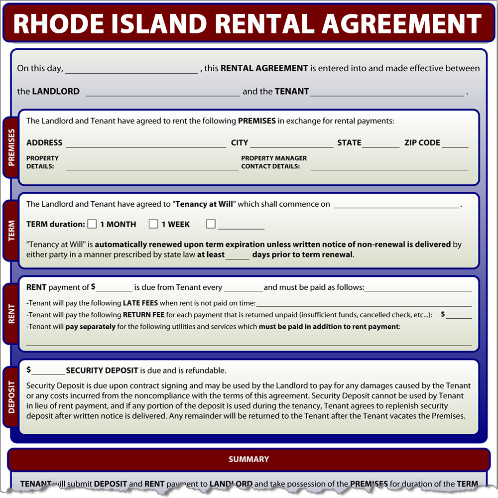 Rhode Island Rental Agreement Form