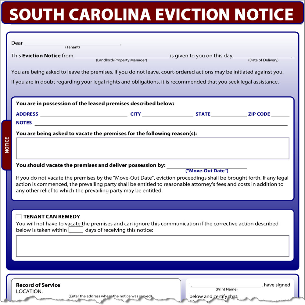 South Carolina Eviction Notice Form