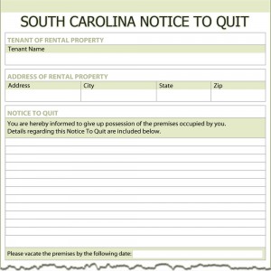 South Carolina Notice to Quit Form