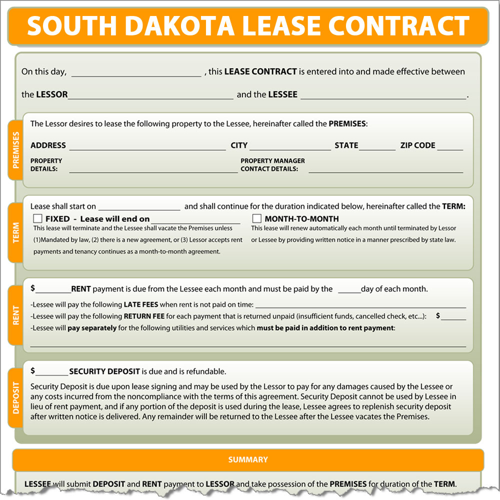 South Dakota Lease Contract Form
