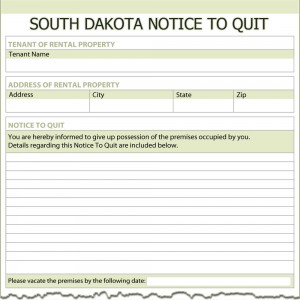 South Dakota Notice to Quit Form