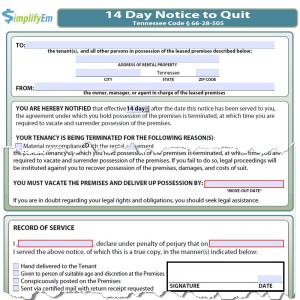 Tennessee Notice to Quit Form