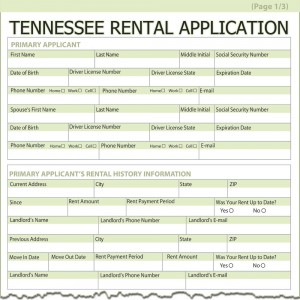 Tennessee Rental Application Form