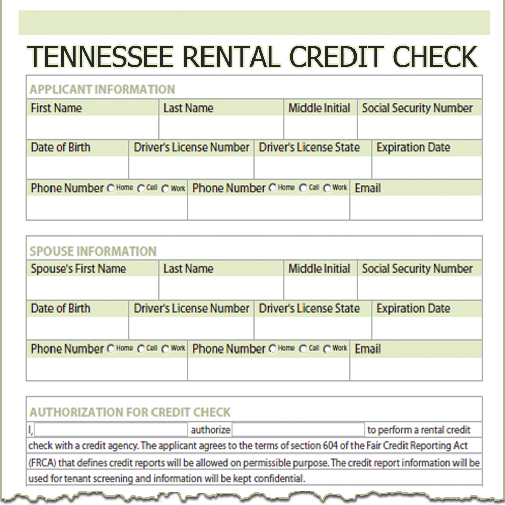 Tennessee Rental Credit Check Form