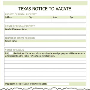 Texas Notice to Vacate Form