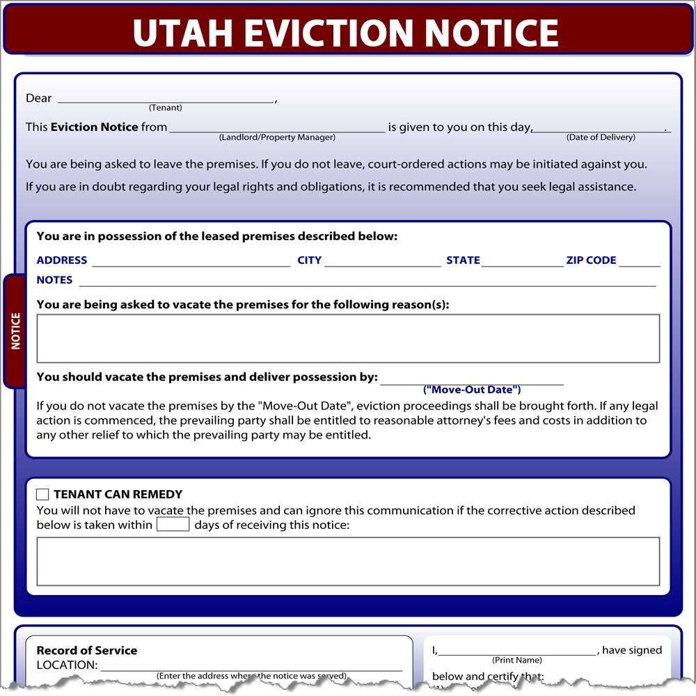 Utah Eviction Notice Form