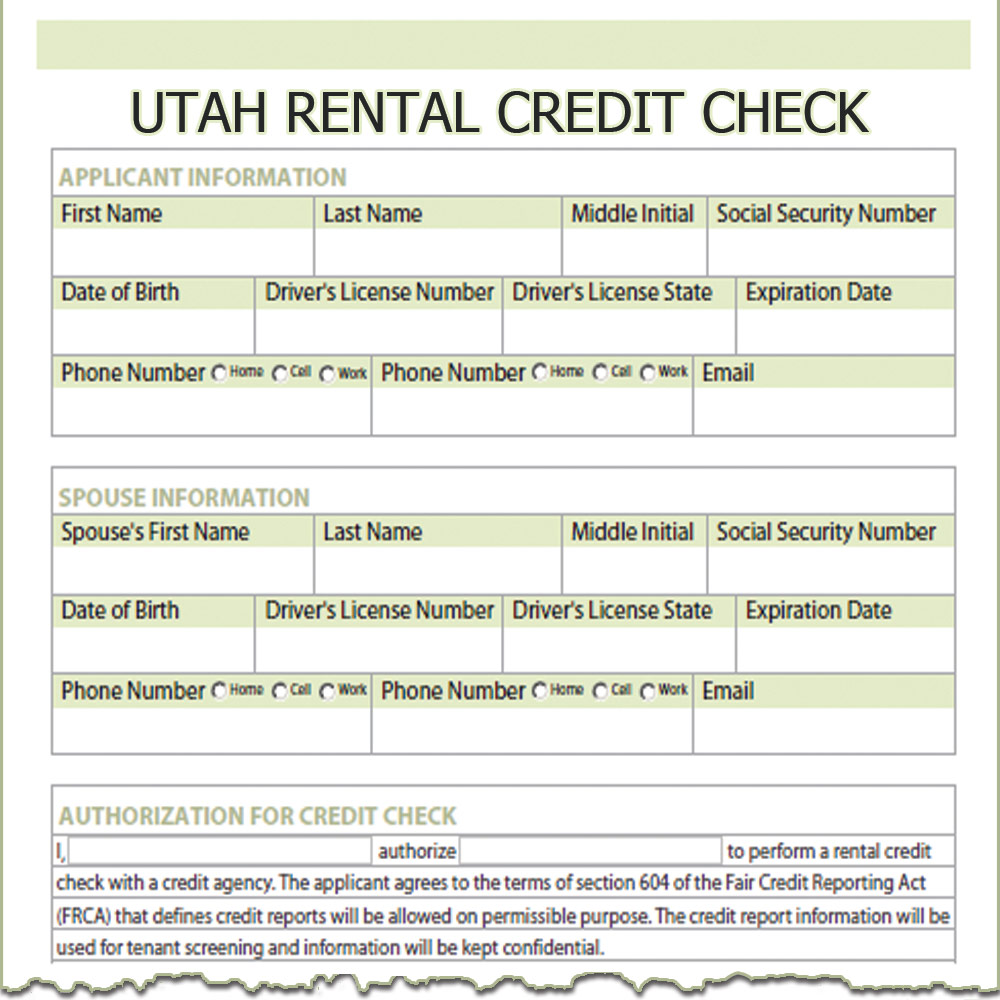 Utah Rental Credit Check Form
