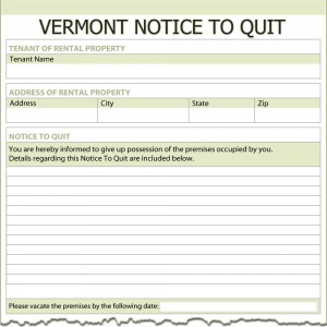 Vermont Notice to Quit Form