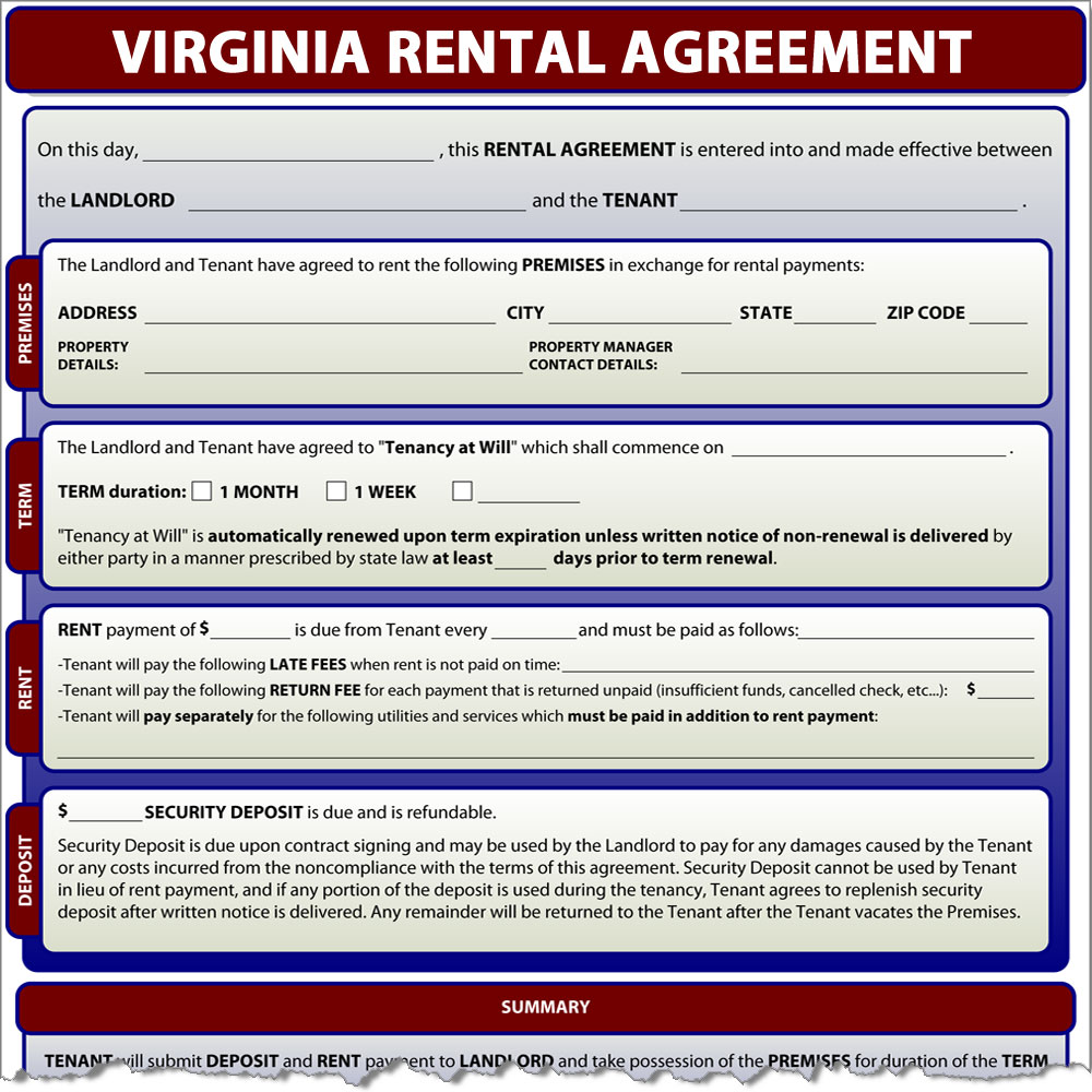 Virginia Rental Agreement Form