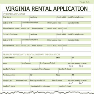 Virginia Rental Application Form