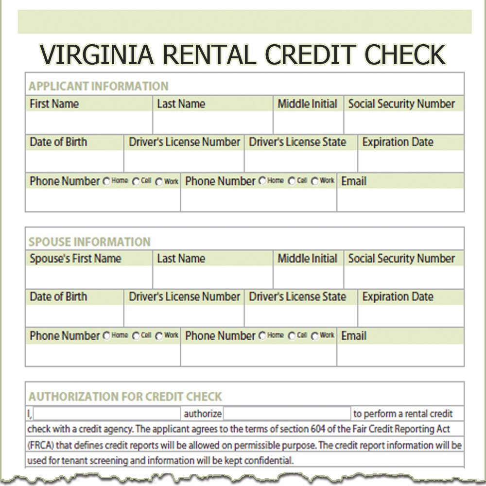 Virginia Rental Credit Check Form