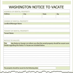 Washington Notice to Vacate Form