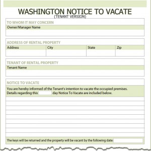 Washington Tenant Notice to Vacate