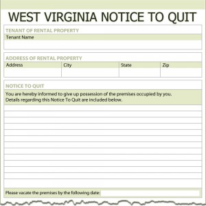 West Virginia Notice to Quit Form