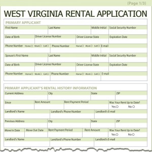 West Virginia Rental Application Form