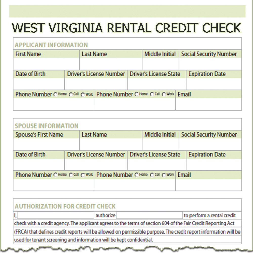 West Virginia Rental Credit Check Form