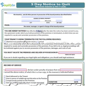 Wisconsin Notice to Quit Form
