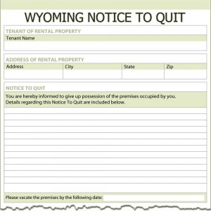 Wyoming Notice to Quit Form