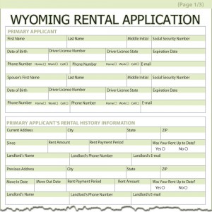Wyoming Rental Application Form