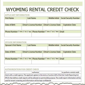 Wyoming Rental Credit Check Form