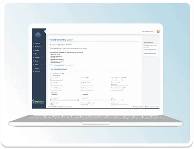 Select high quality tenants using SimplifyEm screening reports